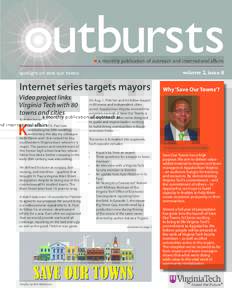 a monthly publication of outreach and international affairs volume 2, issue 8 spotlight on save our towns  Internet series targets mayors