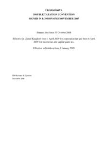 CONVENTION BETWEEEN THE GOVERNMENT OF THE REPUBLIC OF MOLDOVA AND THE GOVERNMENT OF THE UNITED KINGDOM OF GREAT BRITAIN AND NORTHERN IRELAND FOR THE AVOIDANCE OF DOUBLE TAXATION AND THE PREVENTION OF FISCAL EVASION WITH 