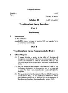 Companies Ordinance Schedule 11 Part 1 A5913 Ord. No. 28 of 2012