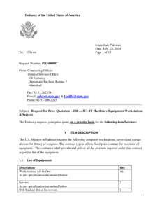 Embassy of the United States of America  To: Islamabad, Pakistan Date: July 28, 2014