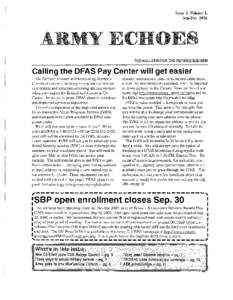 Issue 3, Volu~lleL Sep-Dec 2006 THE BULLETIN FOR THE RETIRED SOLDIER  Calling the DFAS Pay Center will get easier