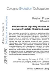 SFB 680  Molecular Basis of Evolutionary Innovations  Cologne Evolution Colloquium