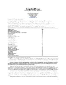 Rangeland News  February 2011, Volume 64, Number 2 Society for Range Management[removed]West 27th Avenue Wheat Ridge, CO 80215