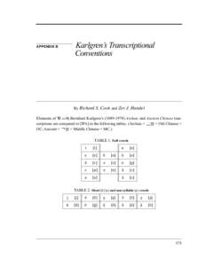 Karlgren’s Transcriptional Conventions APPENDIX B  By Richard S. Cook and Zev J. Handel