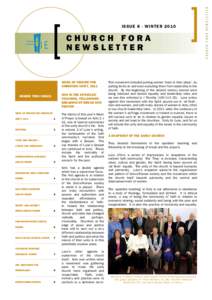CHURCH FORA NEWSLETTER Week of Prayer for Christian Unity, 2011 One in the Apostles’