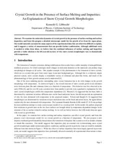Crystallography / Mineralogy / Phases of matter / Crystallization / Nucleation / Crystal growth / Ice / Premelting / Properties of water / Chemistry / Phase transitions / Materials science