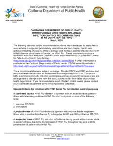 State of California—Health and Human Services Agency  California Department of Public Health MARK B HORTON, MD, MSPH Director