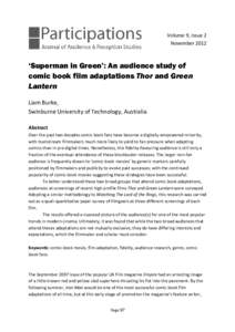 .  Volume 9, Issue 2 November 2012  ‘Superman in Green’: An audience study of