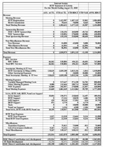 Internet Society IETF Statement of Activity For the Month Ending August 31, 2010 AUG ACTL YTD ACTL YTD BDGT YTD VAR ANNL BDGT Revenue Meeting Revenue