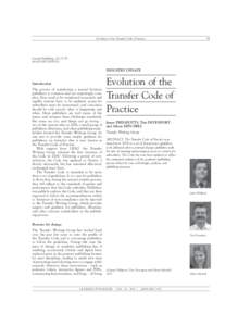 Evolution of the Transfer Code of Practice
