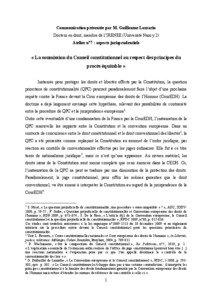 Communication présentée par M. Guillaume Lazzarin Docteur en droit, membre de l’IRENEE (Université Nancy 2) Atelier n°7 : aspects jurisprudentiels