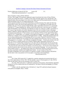 Southern Campaign American Revolution Pension Statements & Rosters Pension Application of John Gill W7520 Lettice Gill Transcribed and annotated by C. Leon Harris.  VA