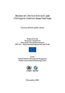 Review of Cibotium barometz and Flickingeria fimbriata from Viet Nam (Version edited for public release)  Prepared for the