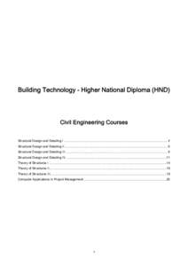 Building Technology - Higher National Diploma (HND)  Civil Engineering Courses Structural Design and Detailing I ...........................................................................................................