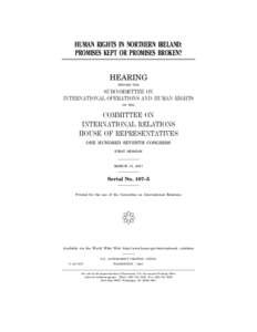 Government of Northern Ireland / Royal Ulster Constabulary / Independent Commission on Policing for Northern Ireland / Police Service of Northern Ireland / Rosemary Nelson / Michael Posner / Ileana Ros-Lehtinen / Cynthia McKinney / Civil rights movement / Northern Ireland peace process / Northern Ireland / United Kingdom