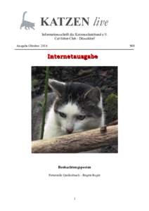 KATZEN live Informationsschrift des Katzenschutzbund e.V. Cat-Sitter-Club - Düsseldorf Ausgabe Oktober