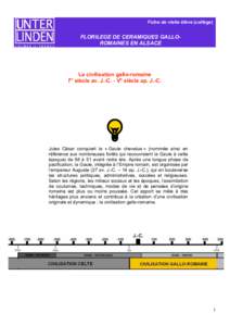 Fiche de visite élève (collège)  FLORILEGE DE CERAMIQUES GALLOROMAINES EN ALSACE La civilisation gallo-romaine I siècle av. J.-C. - Ve siècle ap. J.-C.