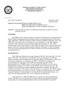 DEFENSE CONTRACT AUDIT AGENCY DEPARTMENT OF DEFENSE 8725 JOHN J. KINGMAN ROAD, SUITE 2135 FORT BELVOIR, VA[removed]IN REPLY REFER TO