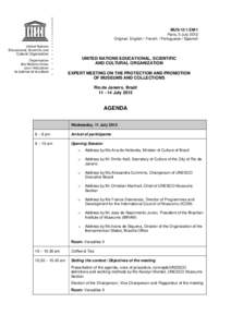 Expert Meeting on the Protection and Promotion of Museums and Collections; Agenda; 2012