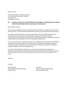 August 22, 2012 The Honorable Mary L. Schapiro, Chairman U.S. Securities and Exchange Commission 100 F Street, NE Washington, DC 20549