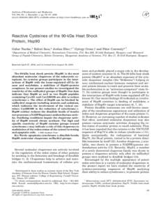 Archives of Biochemistry and Biophysics Vol. 384, No. 1, December 1, pp. 59 – 67, 2000 doi:[removed]abbi[removed], available online at http://www.idealibrary.com on Reactive Cysteines of the 90-kDa Heat Shock Protein, 