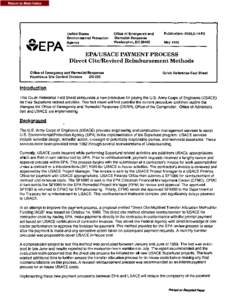 EPA/USACE Payment Process - Direct Site/Revised Reimbursement Methods