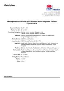 Management of Infants and Children with Congenital Talipes