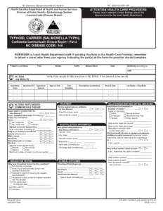 Health / Typhoid fever / Infectious disease / Medical record / Salmonella / Quarantine / Paratyphoid fever / Medicine / Microbiology / Biology