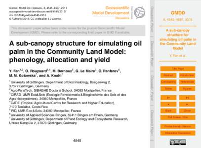 This discussion paper is/has been under review for the journal Geoscientific Model Development (GMD). Please refer to the corresponding final paper in GMD if available. Discussion Paper  Geosci. Model Dev. Discuss., 8, 4