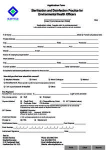 Application Form  Sterilisation and Disinfection Practice for Environmental Health Officers .......................................