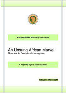 African Peoples Advocacy Policy Brief  An Unsung African Marvel: