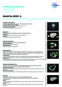 Bedienungsanleitung Operating Manual Mode d`emploi Model No. B0001-A Zubehör im Lieferumfang