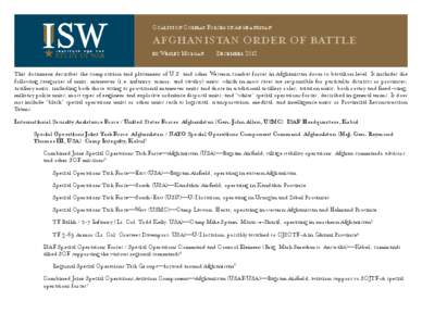 International Security Assistance Force / Regional Command East / Afghan National Army / Regional Command South / Kandahar International Airport / 2nd Infantry Regiment / 101st Airborne Division / Afghan War order of battle / Forward operating base / Military organization / Military / Military of Afghanistan