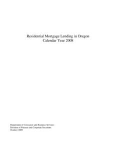 2008 Mortgage Lending Annual Report