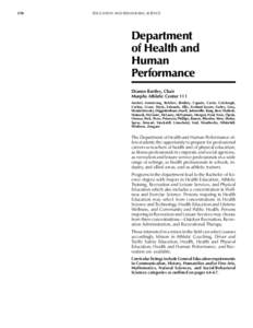 170   Health and Human Performance	  EDUCATION AND BEHAVIORAL SCIENCE Department of Health and