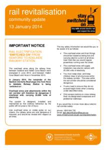 rail revitalisation community update 13 January 2014 IMPORTANT NOTICE RAIL ELECTRIFICATION