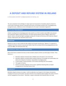 A DEPOSIT AND REFUND SYSTEM IN IRELAND