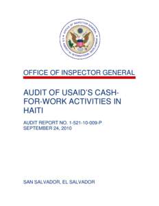 Audit of USAID’s Cash-for-Work Activities in Haiti