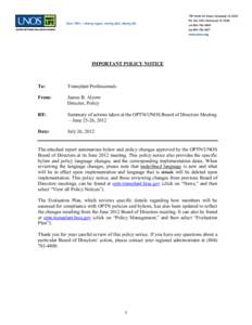 June 2012 Board of Directors Policy Notice