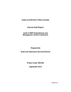 Indian and Northern Affairs Canada  Internal Audit Report Audit of IM/IT Expenditures and Management Control Framework