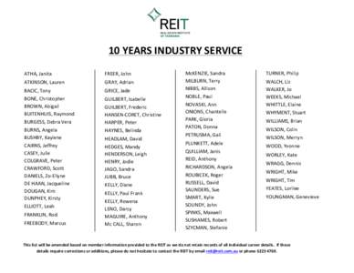    10	
  YEARS	
  INDUSTRY	
  SERVICE	
      ATHA,	
  Janita	
  