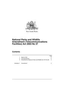 New South Wales  National Parks and Wildlife Amendment (Telecommunications Facilities) Act 2003 No 37
