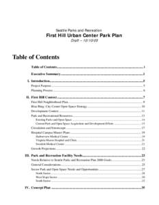 Seattle Parks and Recreation  First Hill Urban Center Park Plan Draft – [removed]Table of Contents