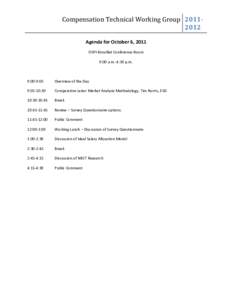 Compensation Technical Working Group[removed]Agenda for October 6, 2011 OSPI-Brouillet Conference Room 9:00 a.m.-4:30 p.m.  9:00-9:05