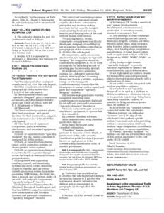 Federal Register / Vol. 76, No[removed]Friday, December 23, [removed]Proposed Rules Accordingly, for the reasons set forth above, Title 22, Chapter I, Subchapter M, part 121 is proposed to be amended as follows: PART 121—