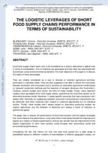 Supply chain management / Sustainable food system / Food industry / Management / Sustainable agriculture / Supply chain / Logistics / Food miles / Local food / Business / Food and drink / Technology