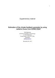 1  Supplementary material Estimation of the climate feedback parameter by using radiative fluxes from CERES EBAF