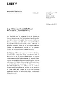 Microsoft Word - LBBW Presseinformation Jörg Höhn neuer Geschäftsführer des German Centre in Peking.doc