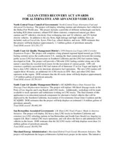 North Central Texas Council of Governments’ North Central Texas Alternative Fuel and Advanced Technology Investments initiative is one of 25 Area of Interest 4 Selections