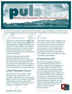 the  pulse… Healthcare Foundation Northern Sonoma County  Because You Care